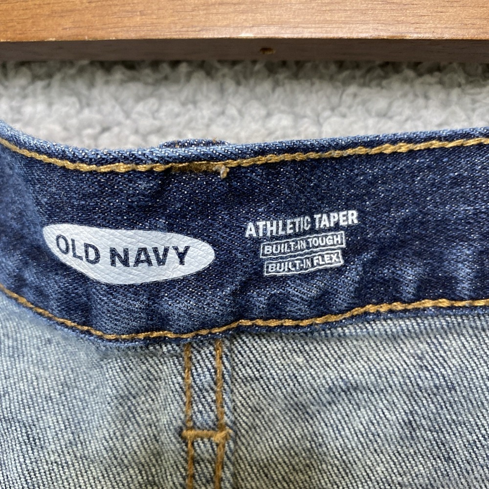 Old Navy Athletic Taper Jeans Men 39x32 Blue Denim Built In Tough Built In Flex - Picture 5 of 11
